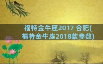 福特金牛座2017 合肥(福特金牛座2018款参数)